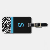 Monogrammzebra-Streifen mit Türkis-Gepäckanhänger Gepäckanhänger (Vorderseite horizontal)
