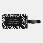 Monogrammzebra-Streifen mit Türkis-Gepäckanhänger Gepäckanhänger (Rückseite horizontal)