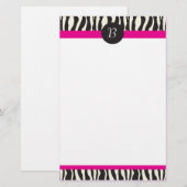 MonogrammZebra Stripes kundengerechtes Briefpapier (Vorne/Hinten)
