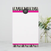 MonogrammZebra Stripes kundengerechtes Briefpapier (Stehend Vorderseite)