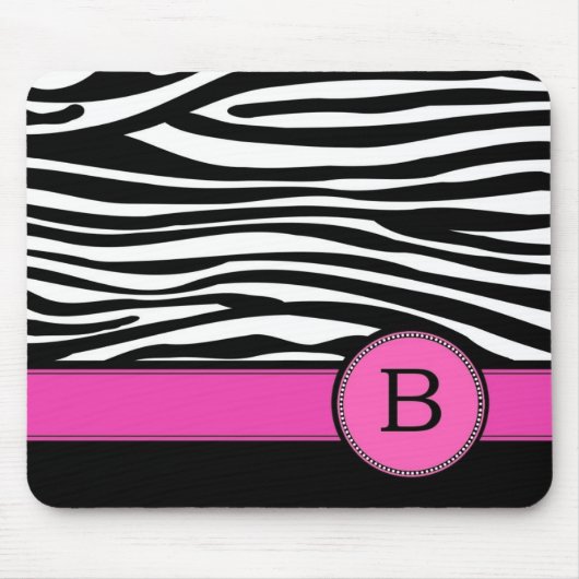 MonogrammZebrastreifen des Buchstabe-B rosa Mousepad (Vorne)