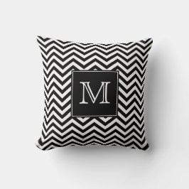 MonogrammZickzack Throw-Schwarzweiss-Kissen Kissen