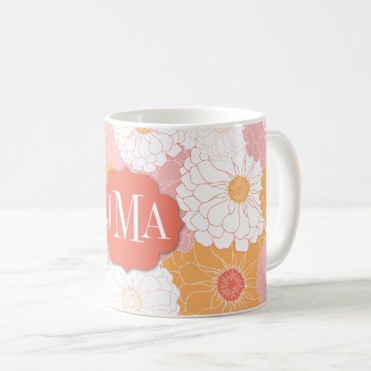 MonogrammZinnia Kaffeetasse (VorderseiteRechts)