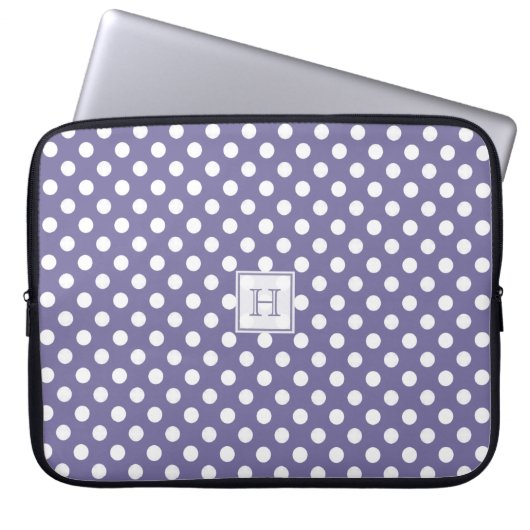 MonogramPurple mit weißer Tupfen-Laptop-Hülse Laptopschutzhülle (Vorderseite)