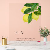 Monograms Lemon Citrus Branch Greenery Wedding  Acrylschild (Hochzeit)