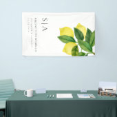 Monograms Lemon Citrus Branch Greenery Wedding  Banner (Messeveranstaltung)
