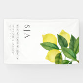 Monograms Lemon Citrus Branch Greenery Wedding  Banner (Horizontal)