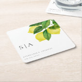 Monograms Lemon Citrus Branch Greenery Wedding  Rechteckiger Pappuntersetzer (angewinkelt)