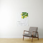 Monograms Lemon Citrus Branch Greenery Wedding  Wandteppich (Beispiel)