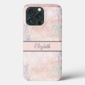Monogran Glam Pink White Sparkle Elegant Case-Mate iPhone Hülle (Rückseite)