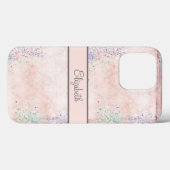 Monogran Glam Pink White Sparkle Elegant Case-Mate iPhone Hülle (Rückseite (Horizontal))