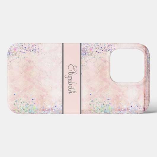 Monogran Glam Pink White Sparkle Elegant Case-Mate iPhone Hülle (Rückseite (Horizontal))