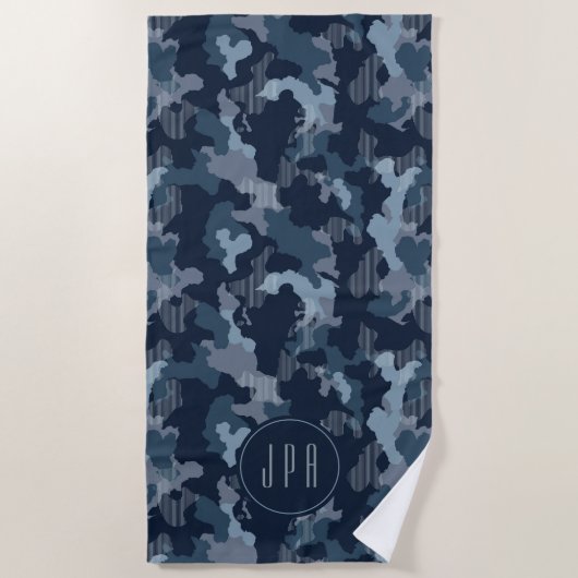 Monographie der Navy Blue Camouflage Midnight Mili Strandtuch (Vorderseite)