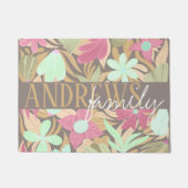 Monographie der rosa grünen Olive Floral Fußmatte (Vorderseite)