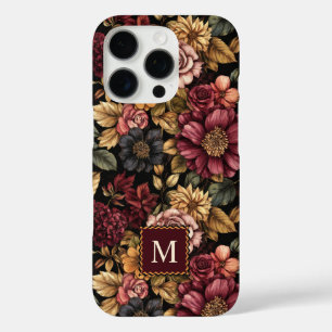 Monographie des Burgundy Floral Pattern iPhone 16 Pro Hülle