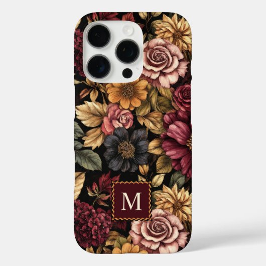 Monographie des Burgundy Floral Pattern Case-Mate iPhone Hülle (Rückseite)