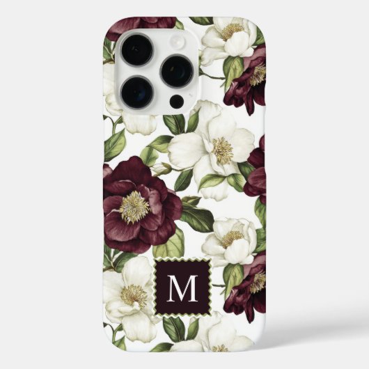 Monographie des Burgundy Floral Pattern Case-Mate iPhone Hülle (Rückseite)