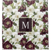 Monographie des Burgundy Floral Pattern Duschvorhang (Vorderseite)