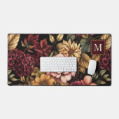 Monographie des Burgundy Floral Pattern Schreibtischunterlage (Tastatur & Maus)