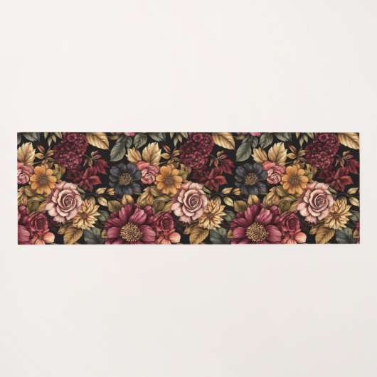 Monographie des Burgundy Floral Pattern Yogamatte (Rückseite (Horizontal))