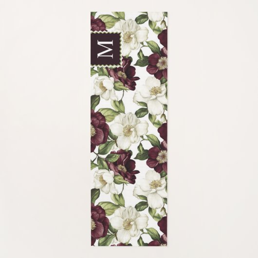 Monographie des Burgundy Floral Pattern Yogamatte (Vorderseite)