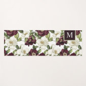 Monographie des Burgundy Floral Pattern Yogamatte (Vorderseite (Horizontal))