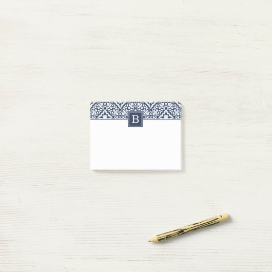 Monographie des Navy-Mittelmeer-Musters Post-it Klebezettel (Auf Schreibtisch)