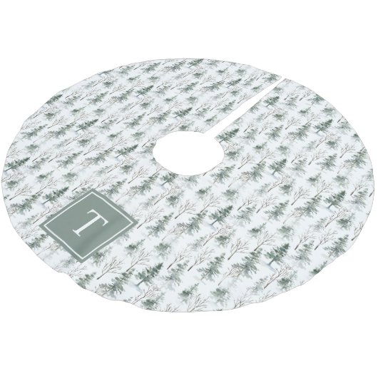 Monographie des Winterwald-Pine-Baummusters Polyester Weihnachtsbaumdecke (Schrägansicht)