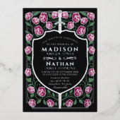 Monographie-Hochzeit der Burgunder-Schwertschild Folieneinladung (Vorderseite)