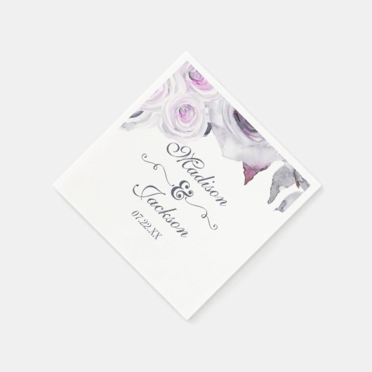 Monographie-Hochzeit von Lavendel & Gray Serviette (Ecke)