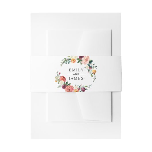 Monographie-Hochzeitschrift für Burgundy Blush Einladungsbanderole (Vorderseite Beispiel)