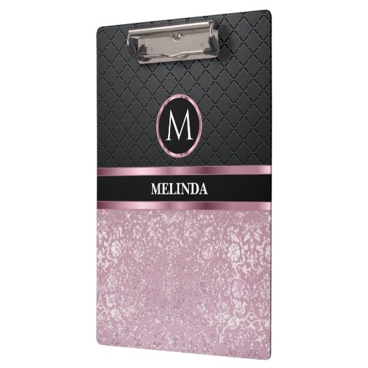 Monogrma Glittery Hübsch rosa und schwarz Klemmbrett (Links)