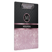Monogrma Glittery Hübsch rosa und schwarz Klemmbrett (Rechts)