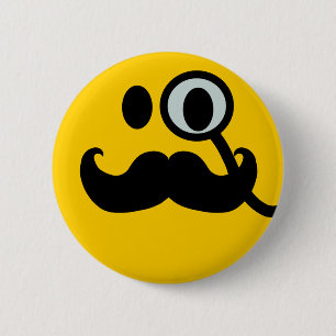 Monokel & Schnurrbart Anpassbarer Hintergrund) Button