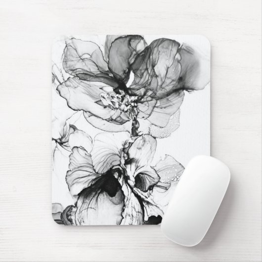 Monokrom blomma mousepad (Mit Mouse)