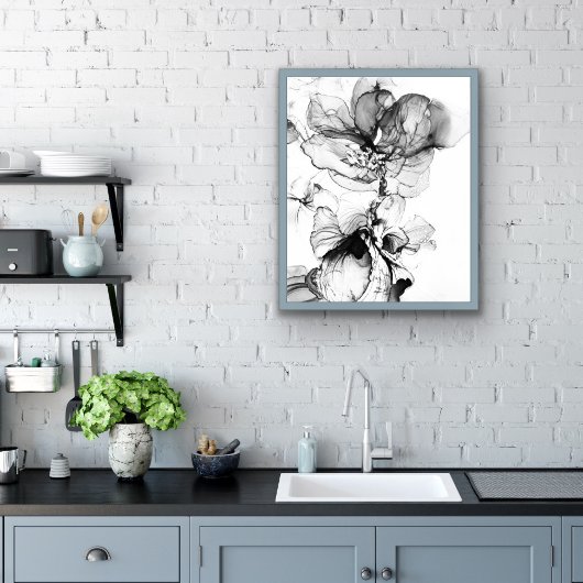 Monokrom blomma rechteckiger pappuntersetzer