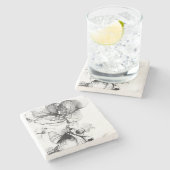 Monokrom blomma steinuntersetzer (Seitenansicht)