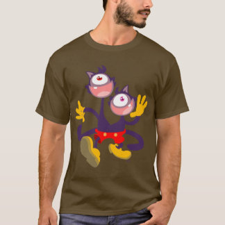 Monokulare Katzen in Tandem laufen Dunklen T - Shi T-Shirt