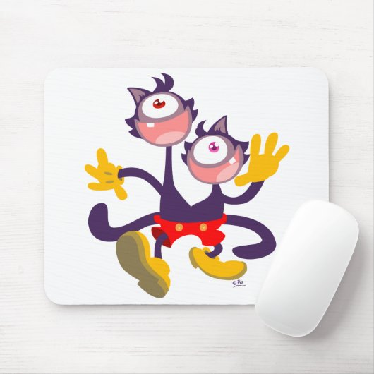 Monokulare Katzen in Tandem Laufen Mousepad (Mit Mouse)