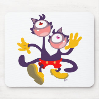 Monokulare Katzen in Tandem Laufen Mousepad