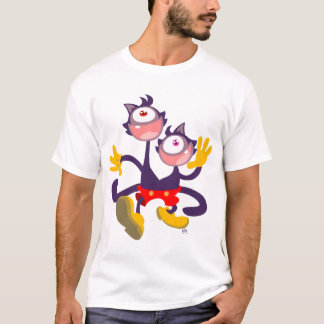 Monokulare Katzen in Tandem laufen T - Shirt