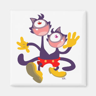 Monokulare Katzen in Tandem Walk Magnet