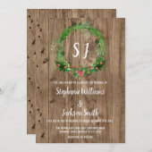 Monokulare Rustikale Winterhochzeit aus Barnholz Einladung (Vorne/Hinten)