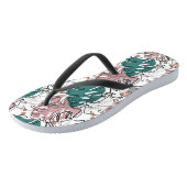 Monoline Monstera Blätter mit Farbflecken Badesandalen (Schrägansicht)