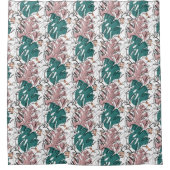 Monoline Monstera Blätter mit Farbflecken Duschvorhang (Vorderseite)