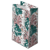Monoline Monstera Blätter mit Farbflecken Kleine Geschenktüte (Rückseite Schrägansicht)