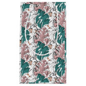 Monoline Monstera Blätter mit Farbflecken Kleine Geschenktüte (Vorderseite)