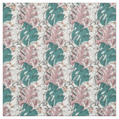 Monoline Monstera Blätter mit Farbflecken Stoff (Muster)