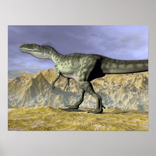 Monolophosaurus dinosaurier in der Wüste - 3D-Rend Poster (Vorne)