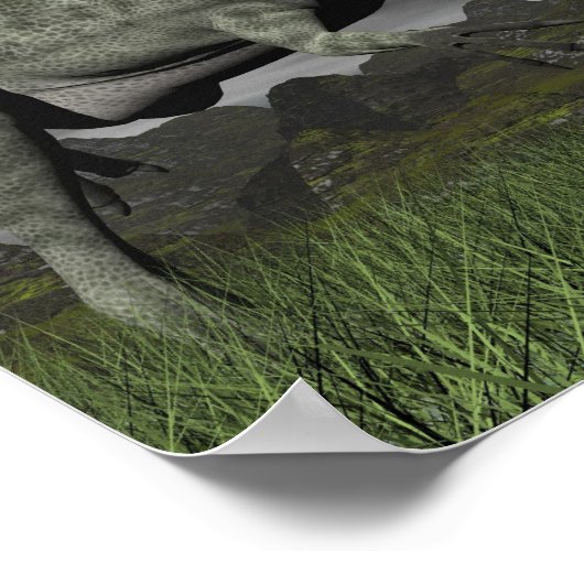 Monolophosaurus roaring - 3D rendern Poster (Ecke)